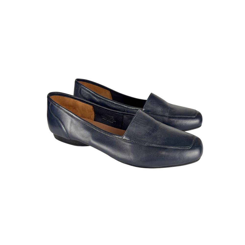 Array by Chico’s Navy Leather Loafers Women’s Size 11M Square Toe Comfort Flats